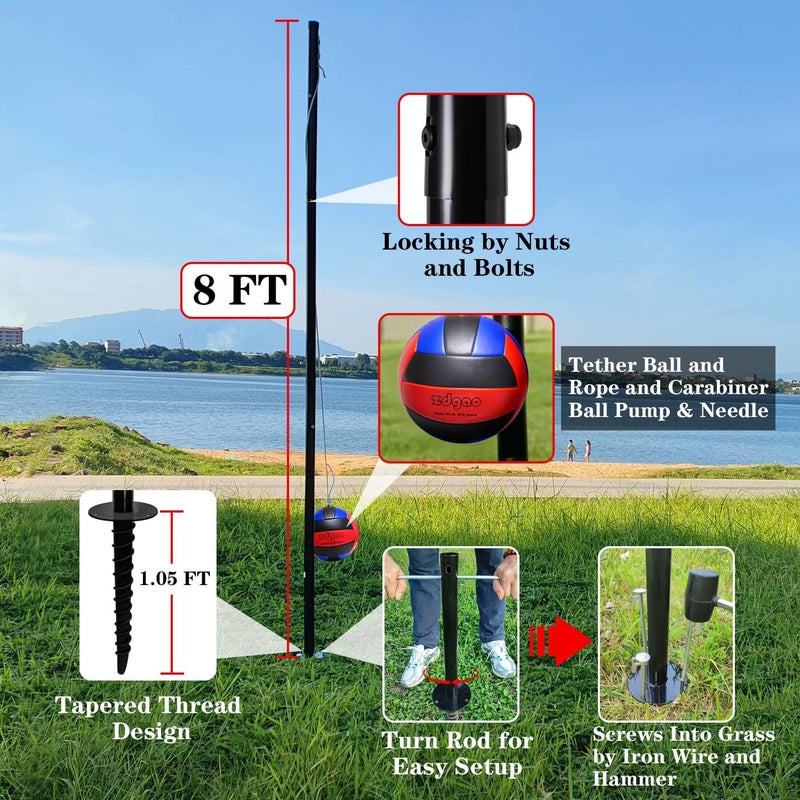 YDDS Store Portable Tetherball Set with Tetherball Ball, Rope and Pole, Heavy Duty Tetherball Pole Set for Family Fun, Outdoor Game Fun for Adults Backyard, Lawn, Sand and Beach - Image 2